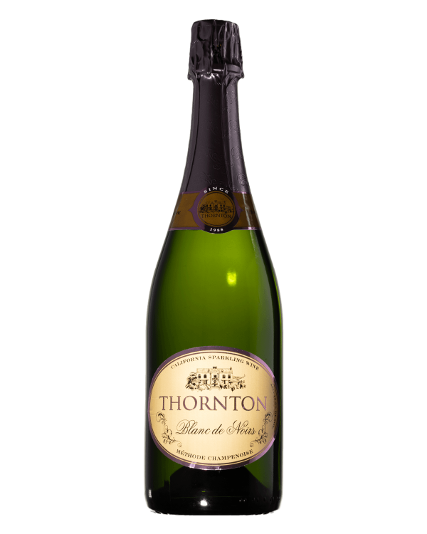 a bottle of Blanc De Noirs champagne