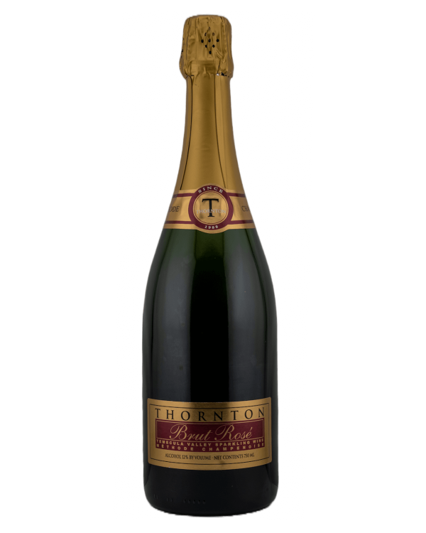 a bottle of Brut Rose champagne