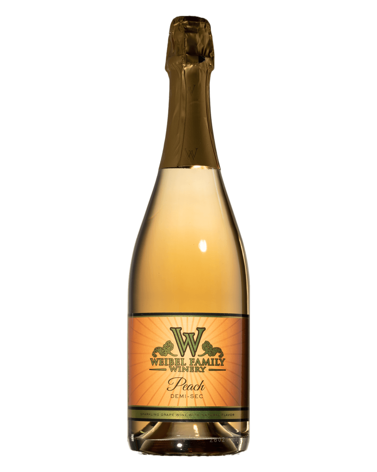 a bottle of Peach champagne / sparkling wine