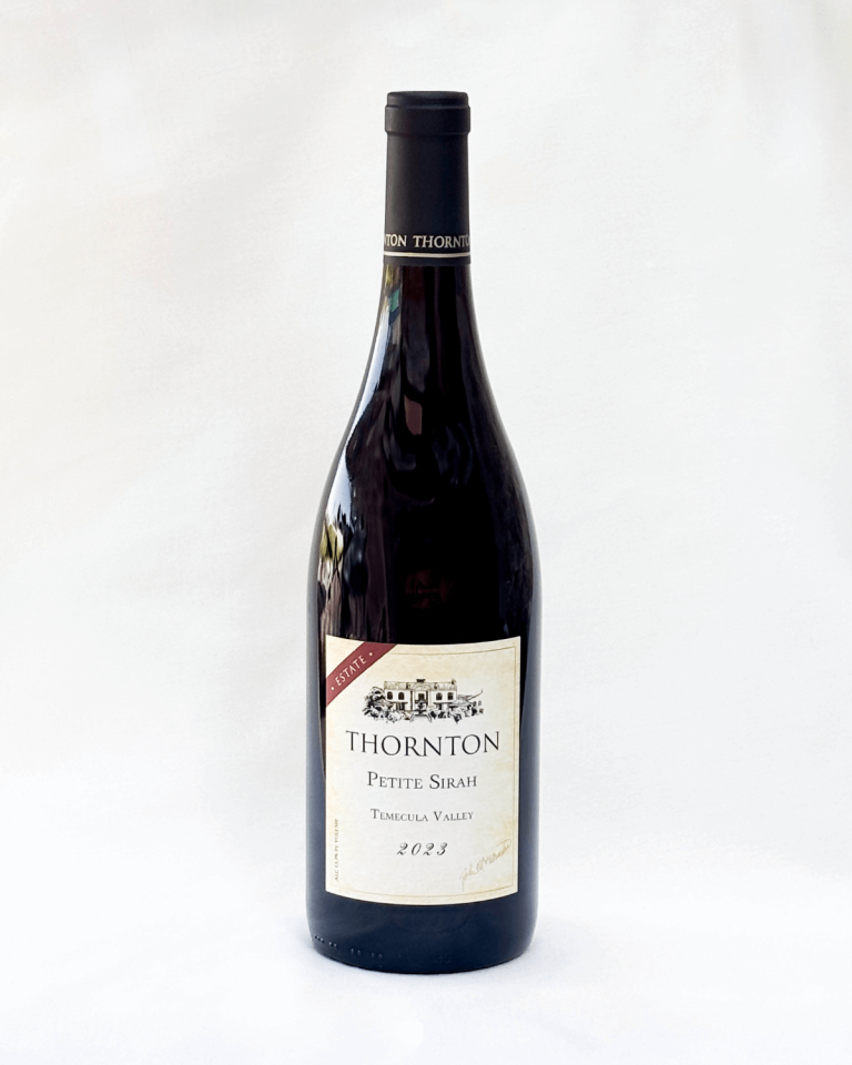 bottle of Estate Petite Sirah wine